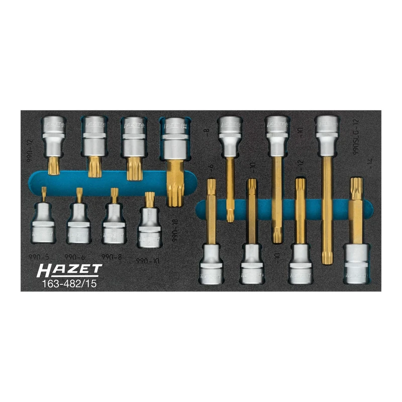 HAZET Screwdriver Socket Set 163-482/15 I 15-Piece Set I Drive: 1/2 Inch I Perfect Organiser System with Infinite Combination Possibilities