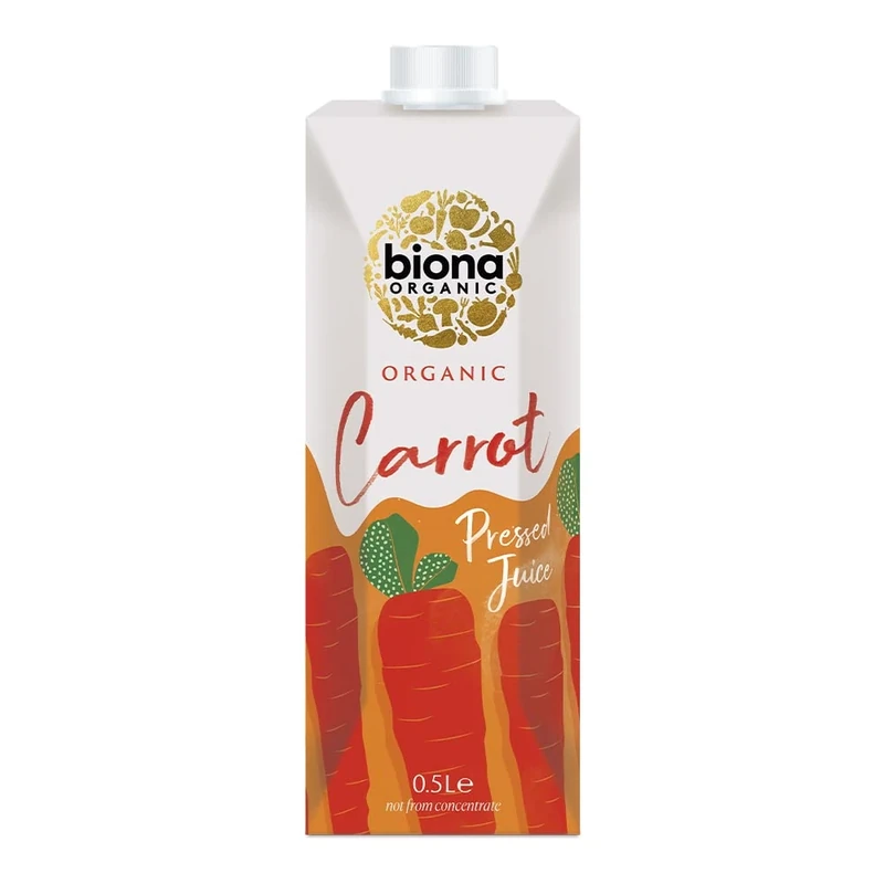 Biona Organic Carrot Juice 500ml, Pack of 12 - Immediately Pressed After Harvest - Not From Concentrate - No added Sugar - Suitable for Vegans
