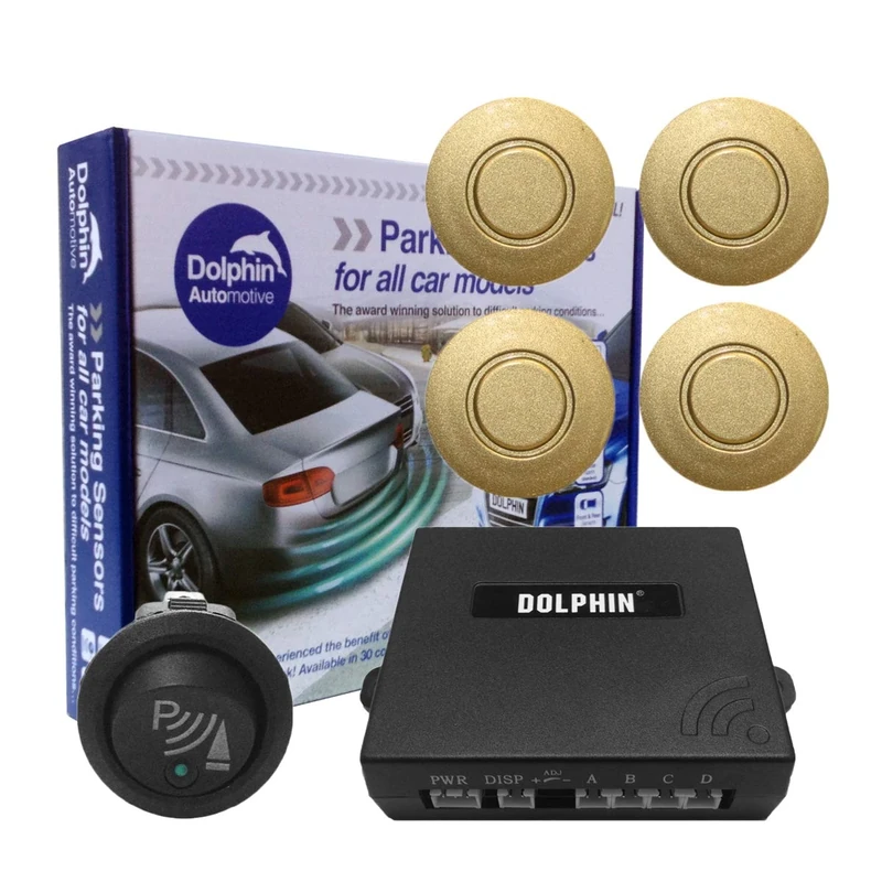 Dolphin Car Van Front Parking Sensors With Longer 6m Leads and Parking Switch in 32 Coloured Options UK (Gold)