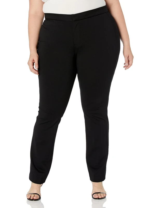 NYDJ Women's Plus Size Ponte Trouser Pants, Black, 16W 32.5