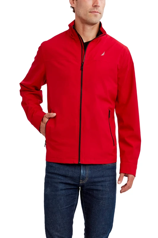 Nautica Men's Lightweight Windbreaker Stretch Golf Jacket - Red