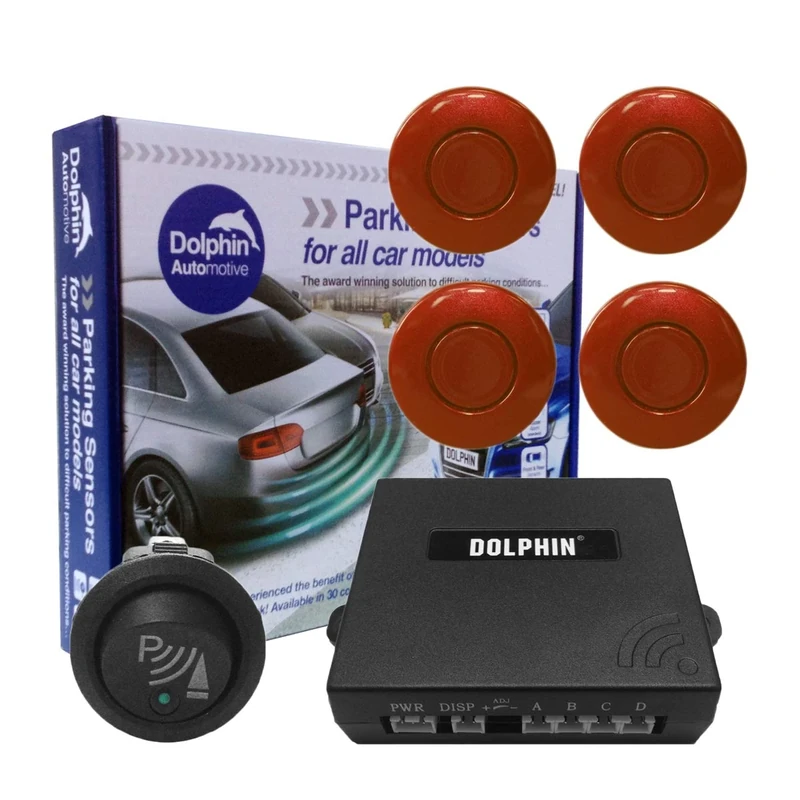 Dolphin Car Van Front Parking Sensors With Longer 6m Leads and Parking Switch in 32 Coloured Options UK (Moroccan Red)
