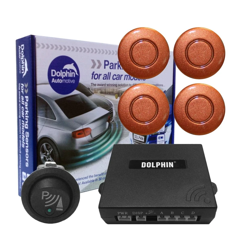 Dolphin Car Van Front Parking Sensors With Longer 6m Leads and Parking Switch in 32 Coloured Options UK (Bronze)
