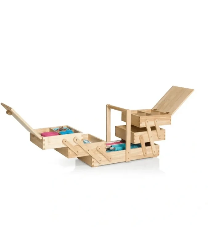 Prym 612548 Sewing Box Light Wood L Sewing Basket Beige Brown L