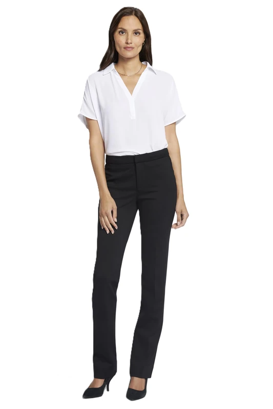 NYDJ Women's Jenna Straight Ankle with Raw Hem Jean Pants, Black, 6