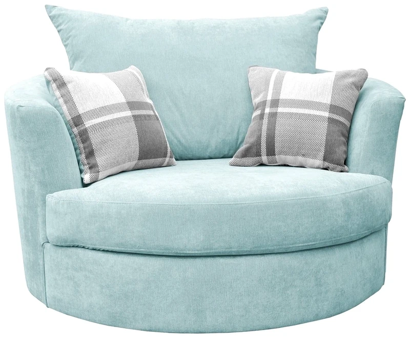 Sofas and More Large Swivel Round Cuddle Chair Fabric (Blue)