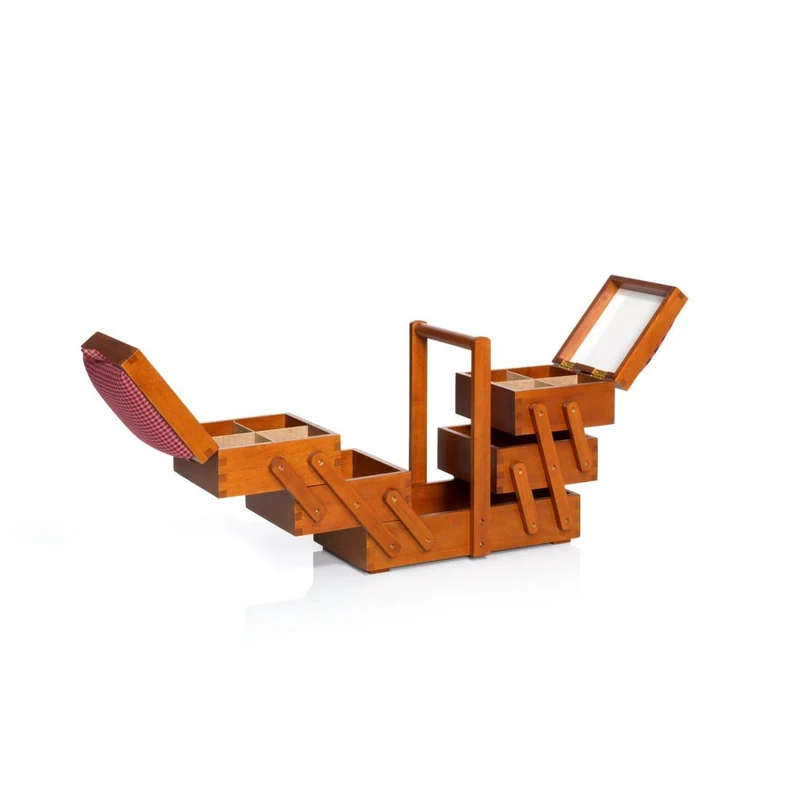 Prym - Prym Dark Wood (36 x 19 x 30cm) Sewing Box with Fabric - 1 Unit