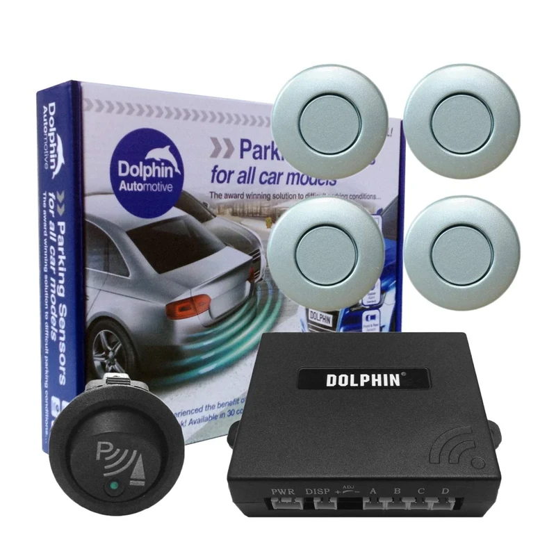 Dolphin Car Van Front Parking Sensors With Longer 6m Leads and Parking Switch in 32 Coloured Options UK (Ice Blue)