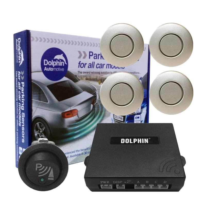 Dolphin Car Van Front Parking Sensors With Longer 6m Leads and Parking Switch in 32 Coloured Options UK (Champagne)