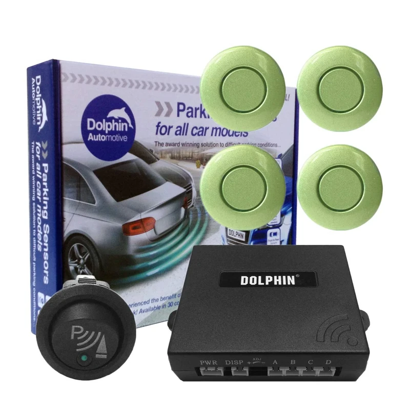 Dolphin Car Van Front Parking Sensors With Longer 6m Leads and Parking Switch in 32 Coloured Options UK (Ice Green)