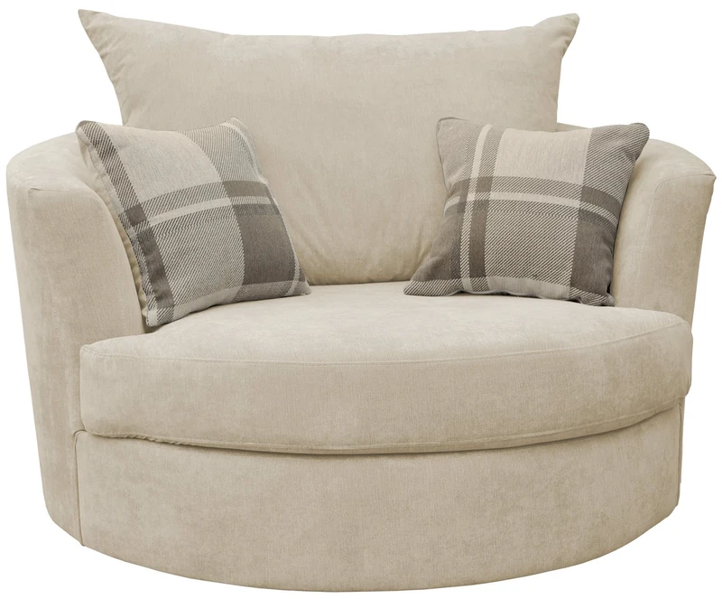Sofas and More Large Swivel Round Cuddle Chair Fabric (Cream)