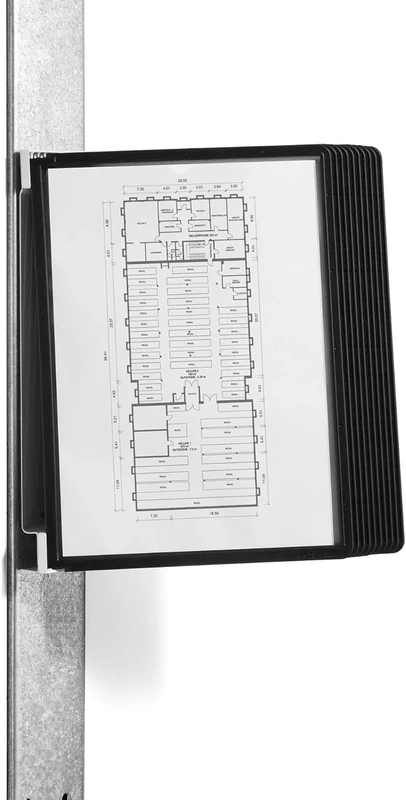 Durable VARIO Magnetic Display Panel Wall Unit - 10 Panels in Black - Ideal for Storing and Displaying A4 Documents