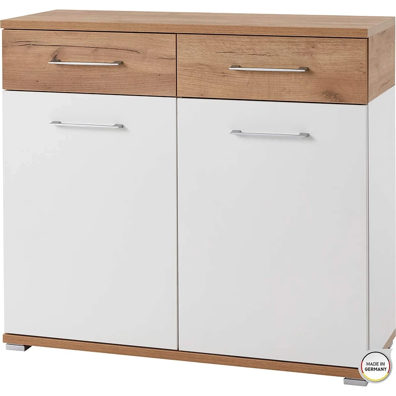 Germania Chest of Drawers 3777 GW-Topix, in White/Navarra-oak repro, 96 x 87 x 40 cm (WxHxD)