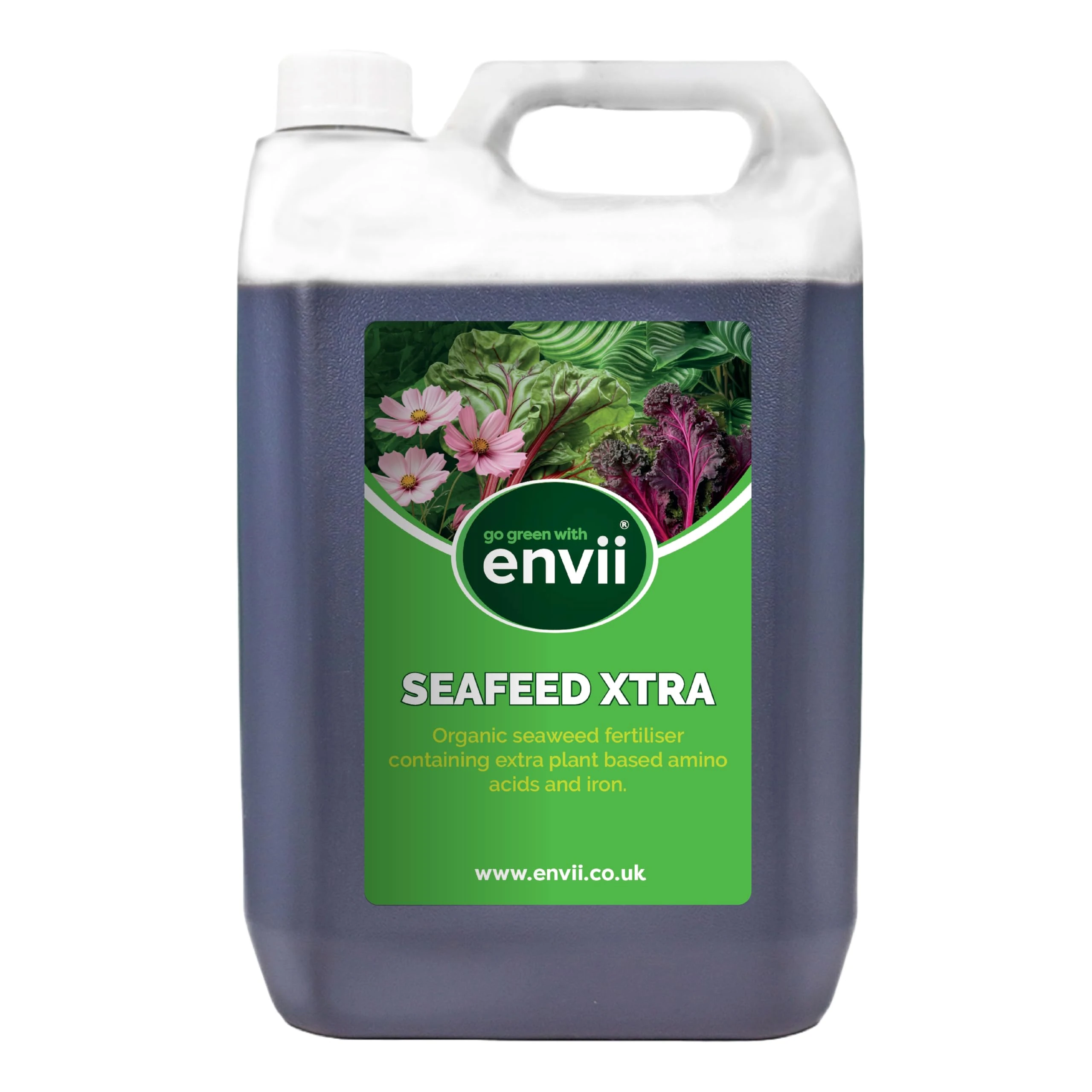 envii SeaFeed Xtra – Organic Liquid Seaweed Fertiliser, Outdoor Plant Food Ideal for all Plants, Lawns, Gardens and House Plants, Rich in Additional Nutrients - 5 Litre