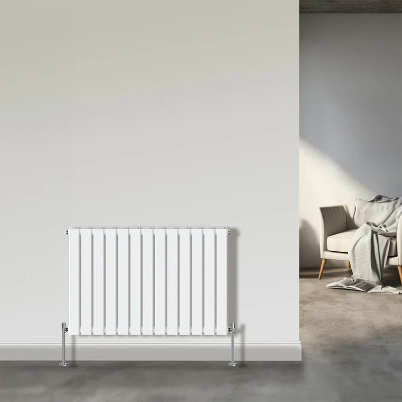NRG Flat Panel Double Column Designer Radiator Horizontal Gloss White 600x884mm Bathroom Central Heating