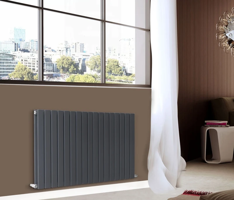 NRG Horizontal 600x1156mm Anthracite Designer Radiator Flat Panel Double Column Bathroom Central Heating