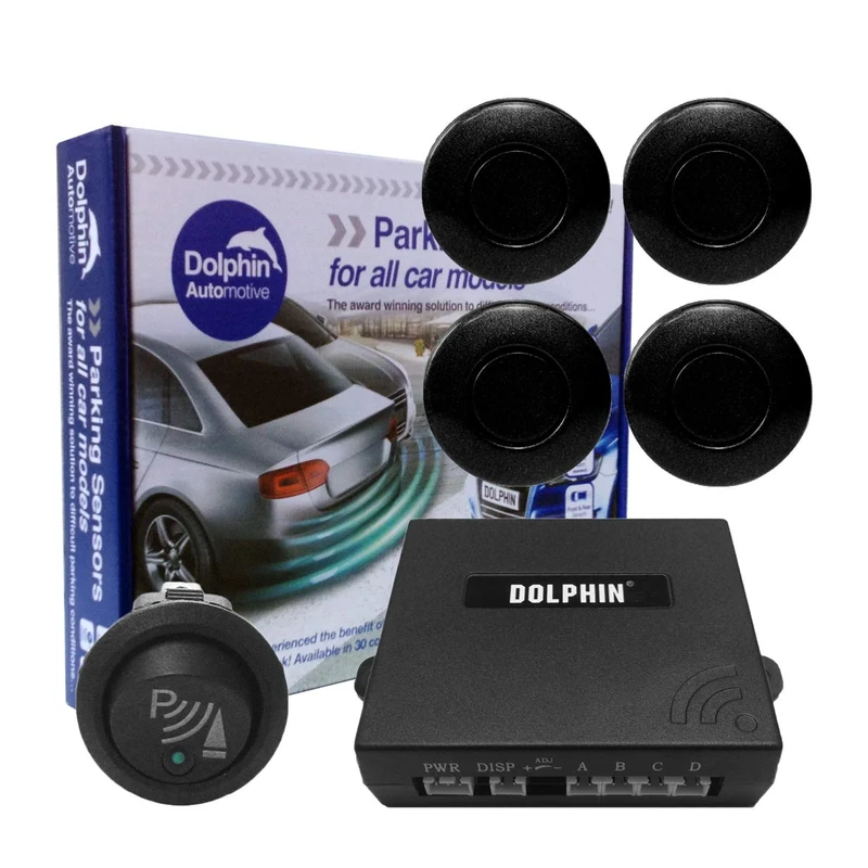 Dolphin Car Van Front Parking Sensors With Longer 6m Leads and Parking Switch in 32 Coloured Options UK (Coal Grey)