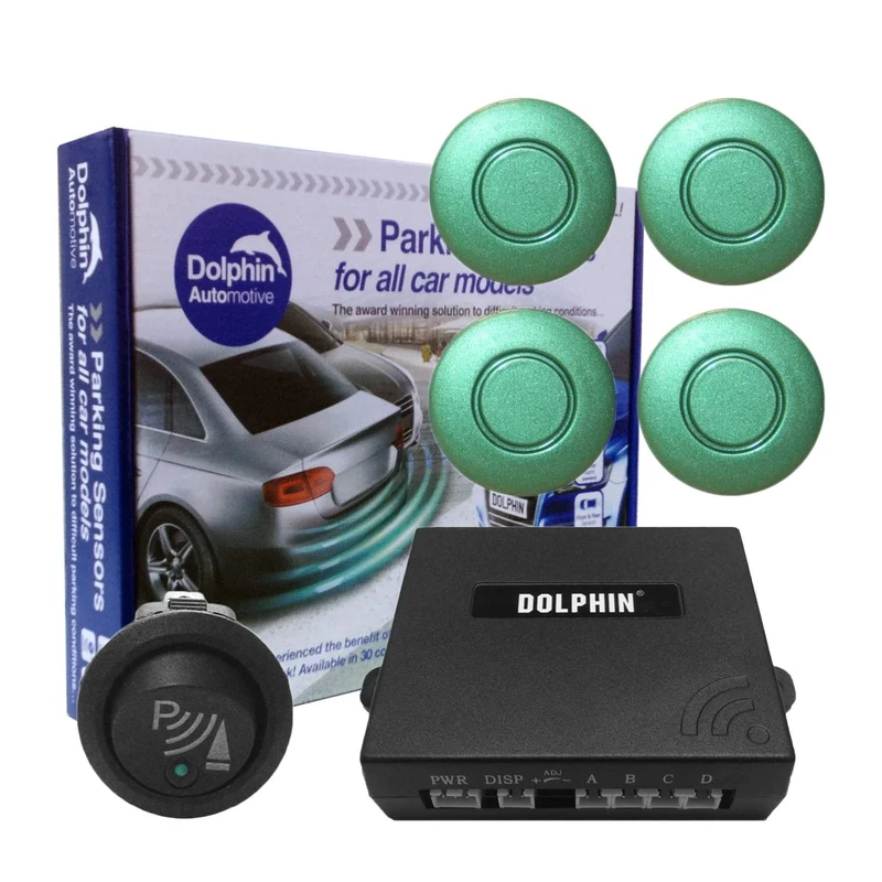 Dolphin Car Van Front Parking Sensors With Longer 6m Leads and Parking Switch in 32 Coloured Options UK (Aqua)