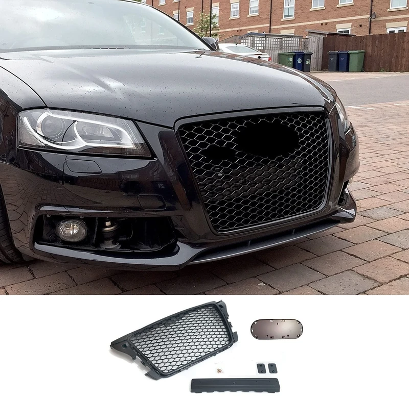Compatible with A3 8P Facelift Badgeless Mesh Grill Sport Front Grill Emblemholder