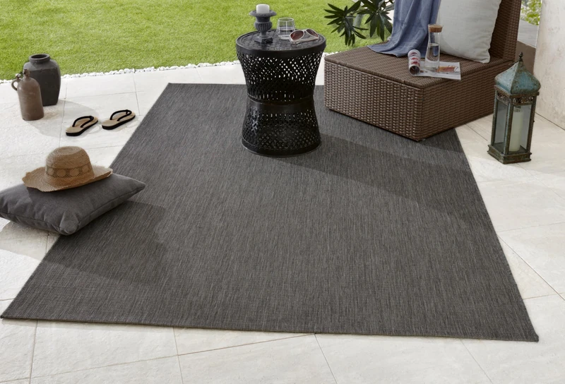 NORTHRUGS Indoor and Outdoor Rug Match 120 x 170 cm - Weatherproof Modern Plain All-Over Plain Design Runner for Balcony Patio Garden Conservatory Living Room Rug Waterproof in Anthracite