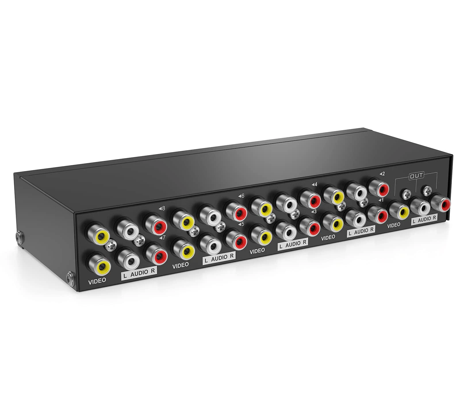 AV RCA Switch Box 8 way, MT-ViKI AV Switcher Composite Video L/R Audio Selector Box for DVD STB Game Consoles (8 in 1 out)