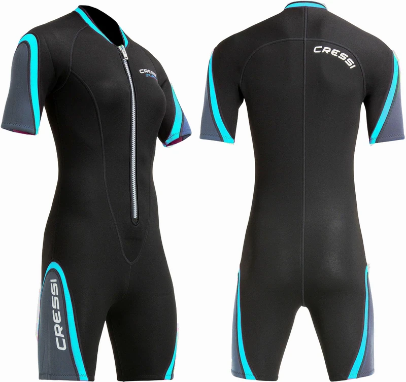 Cressi Women PLAYA LADY SHORTY WETSUIT 2.5mm Wetsuit - Black/Aquamarine, XL/5 (54)