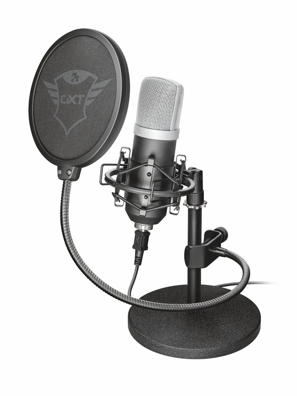 Trust Gaming GXT 252 Emita Studio Microphone with Stand and Flightcase, Cardioid USB Microphone for PC, PS4, PS5, Laptop, Streaming, Recording, ASMR, Podcast, Youtube, Twitch - Black