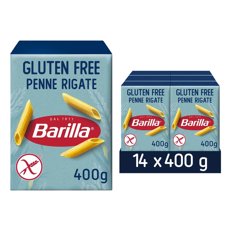 Barilla Gluten Free Penne Pasta – Authentic Italian Short Cut Pasta Made with Corn & Rice – Bulk Pack of 14 x 400g packs