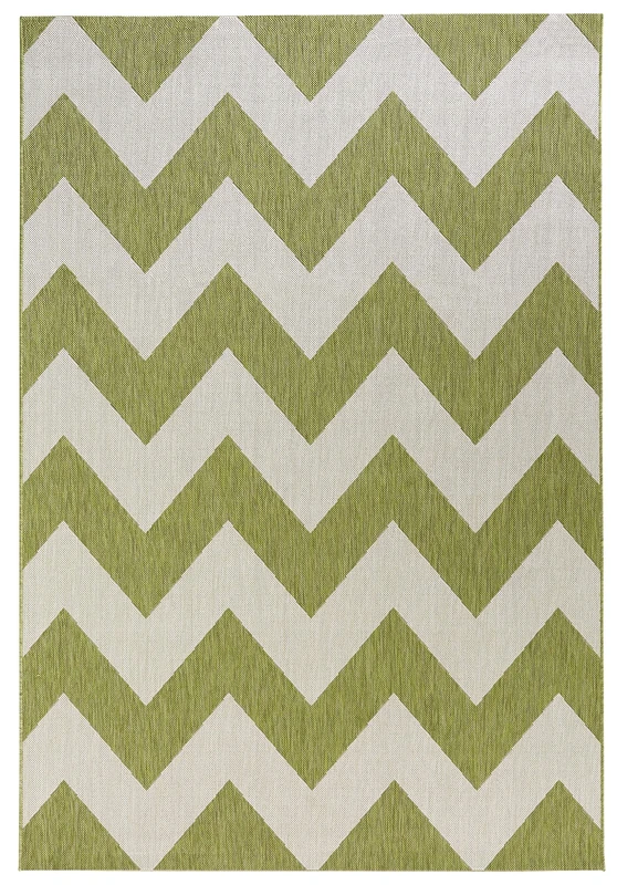 NORTHRUGS Indoor and Outdoor Rug Unique 160 x 230 cm - Weatherproof Modern Design Zig-Zag Geometric Pattern Runner for Balcony Patio Garden Conservatory Living Room Rug Waterproof in Green