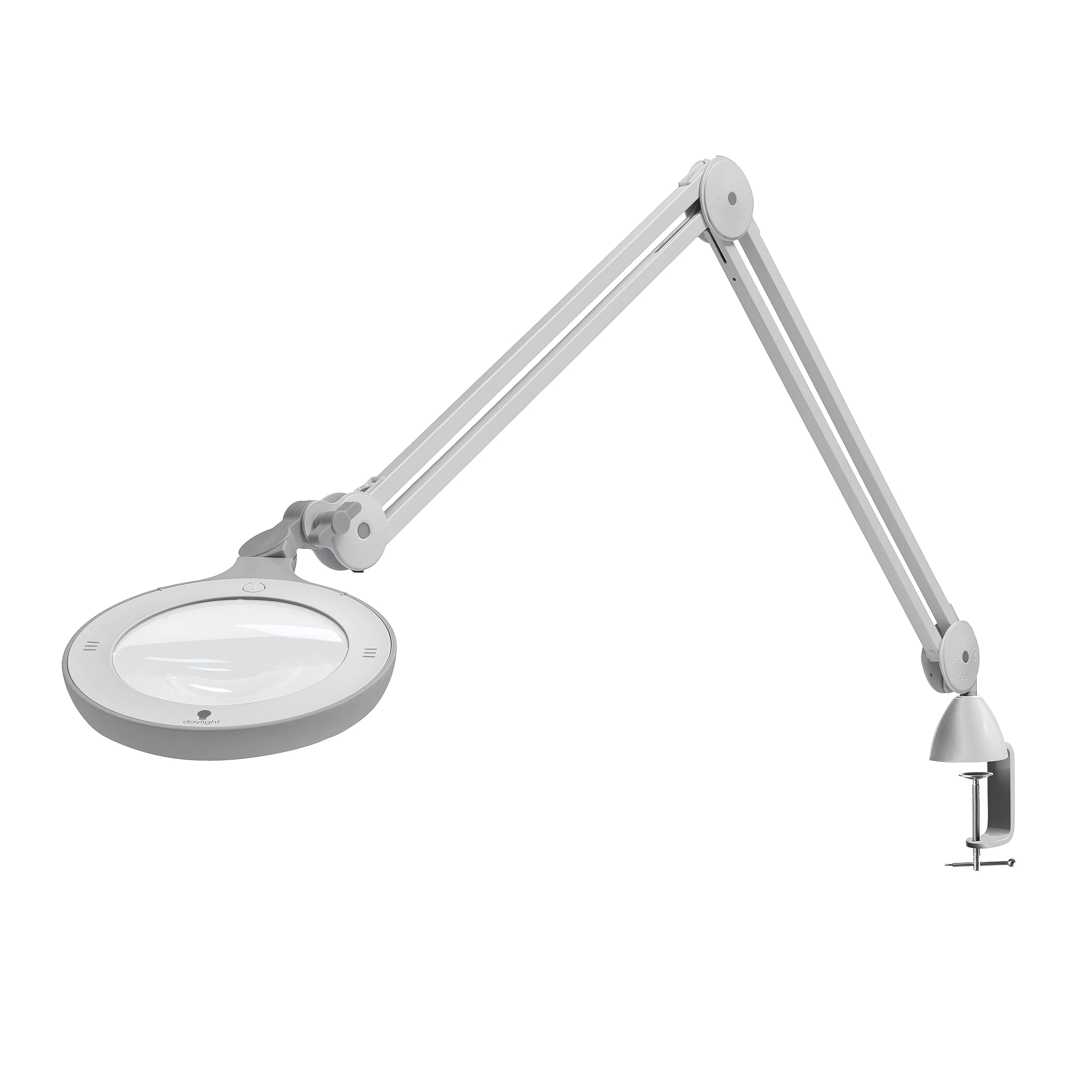 Daylight Omega 5 Premium LED Magnifying Lamp with Interchangeable Glass Lenses, Adjustable Arm Dimmer Switch for Professionals in Health & Beauty, Low Vision Applications, White, 1 Count