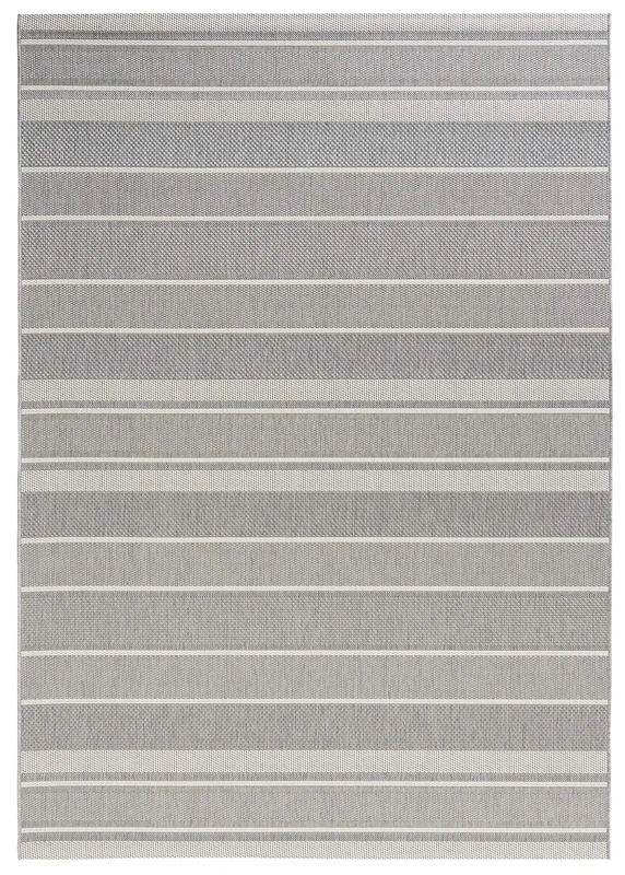 NORTHRUGS Indoor and Outdoor Rug Strap 120 x 170 cm - Weatherproof Modern Striped Pattern Graphic Design Runner for Balcony Patio Garden Conservatory Living Room Rug Waterproof in Grey