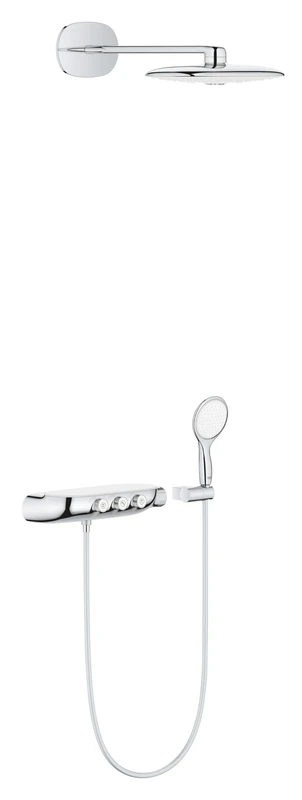 GROHE Rainshower Smartcontrol 360 Duo Combi Shower System with Thermostat, 360mm Head Shower (White Spray Plate) with GROHE Triomassage Spray and 115mm Hand Shower with Two Sprays Chrome 26443LS0