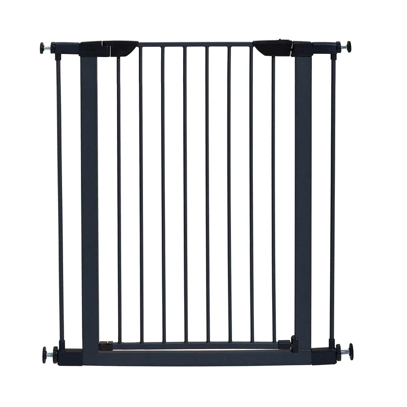 Pet Gate, 29 Inch High Walk-thru Steel Pet Gate by 29 Inch to 38 Inch Wide in Textured Graphite w/ Glow Frame, Medium