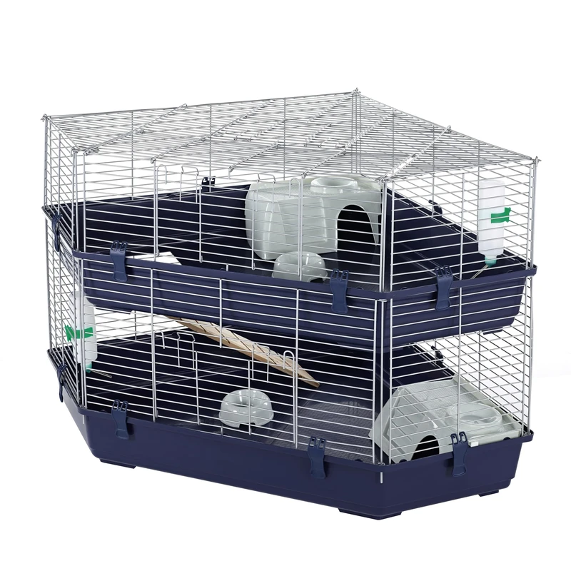 Little Friends Indoor Double Corner Cage, 141 x 100 x 86 cm, natural