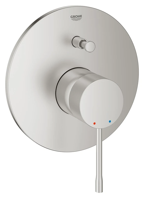 GROHE Essence Wall Mounted Bath/Shower Mixer Trim (Metal Lever and Escutcheon, with Automatic Bath/Shower Diverter, Concealed Body Not Included, Min. Pressure 1.0 Bar), Supersteel, 19285DC1