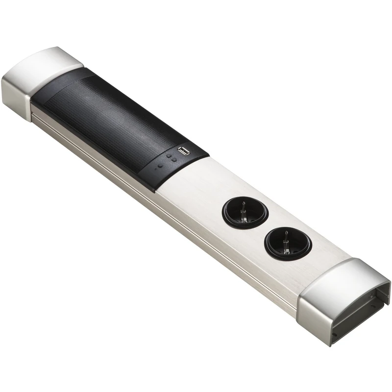 1 x L & S 24600019100 Toki Element Socket with Bluetooth Speaker Stainless Steel Effect - Image 1