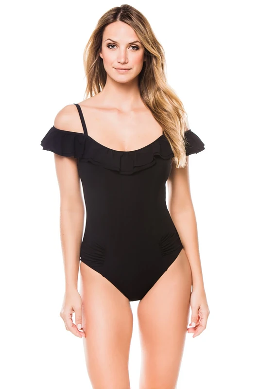 Profile by Gottex womens E768A-2063 Gala Cold Shoulder One Piece Swimsuit One-Piece Swimsuit - Black -