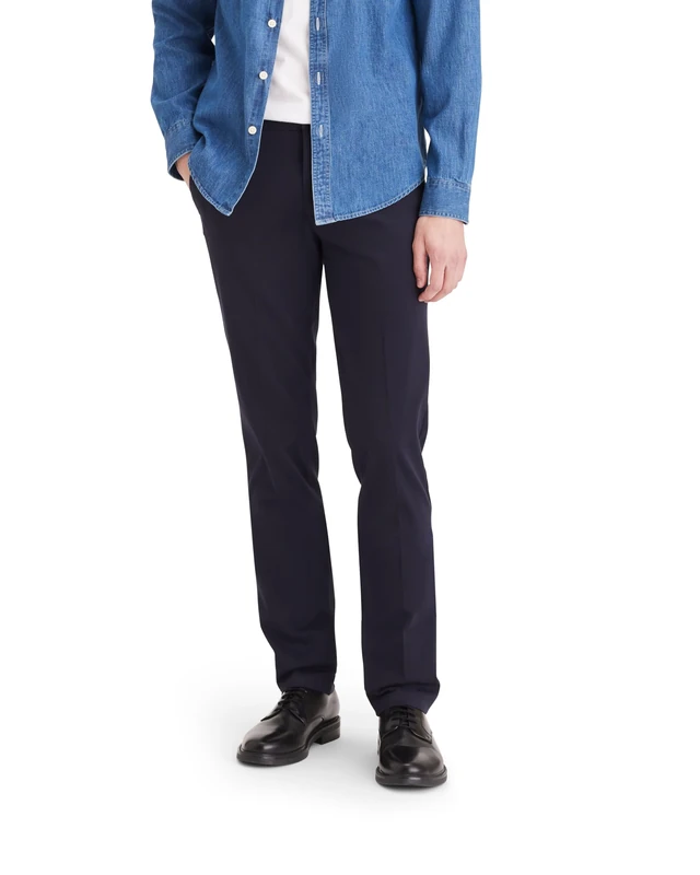 DOCKERS Men's Easy Khaki Slim fit Casual Pants, Navy, 30W / 30L