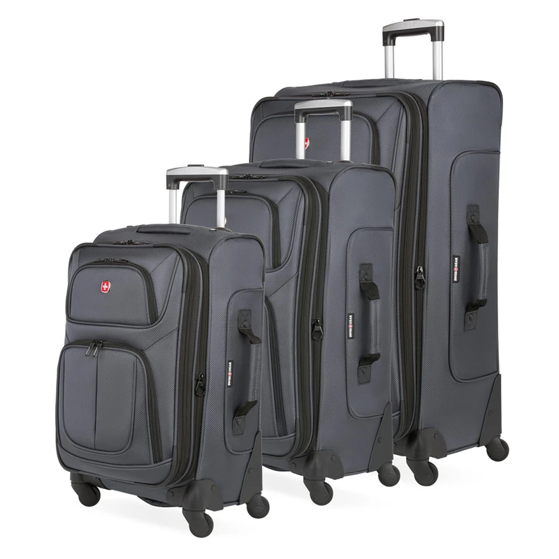 Swiss Gear Sion Softside Expandable Luggage, Dark Grey, 3-Piece Set (21/25/27)