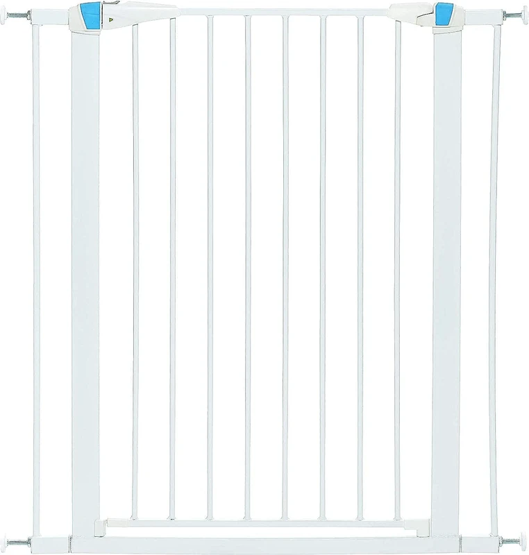 Pet Gate, 39 Inch High Walk-thru Steel Pet Gate by 29 Inch to 38 Inch Wide in Soft White w/ Glow Frame, X-Tall