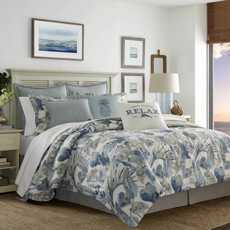 Tommy Bahama | Duvet Cover Set-100, Ultra-Soft & Breathable, All Season Premium Bedding, Cotton, Blue, King