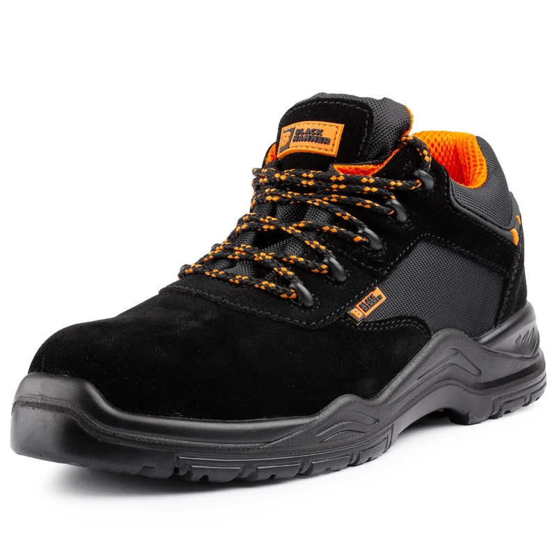 Black Hammer Mens Safety Trainers Lightweight Composite Toe Cap with Midsole Protection Work Boots Shoes Hiker Extra Grip S1P SRC 1557 (10 UK) Black