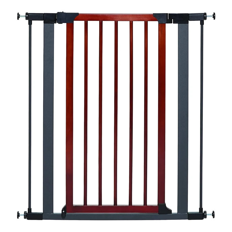 MidWest Homes for Pets 99cm Tall Pet Gate with Textured Graphite Frame and Decorative Wood Door, Expands to 96.5cm Wide, Includes 7.6cm Extensions - Image 1