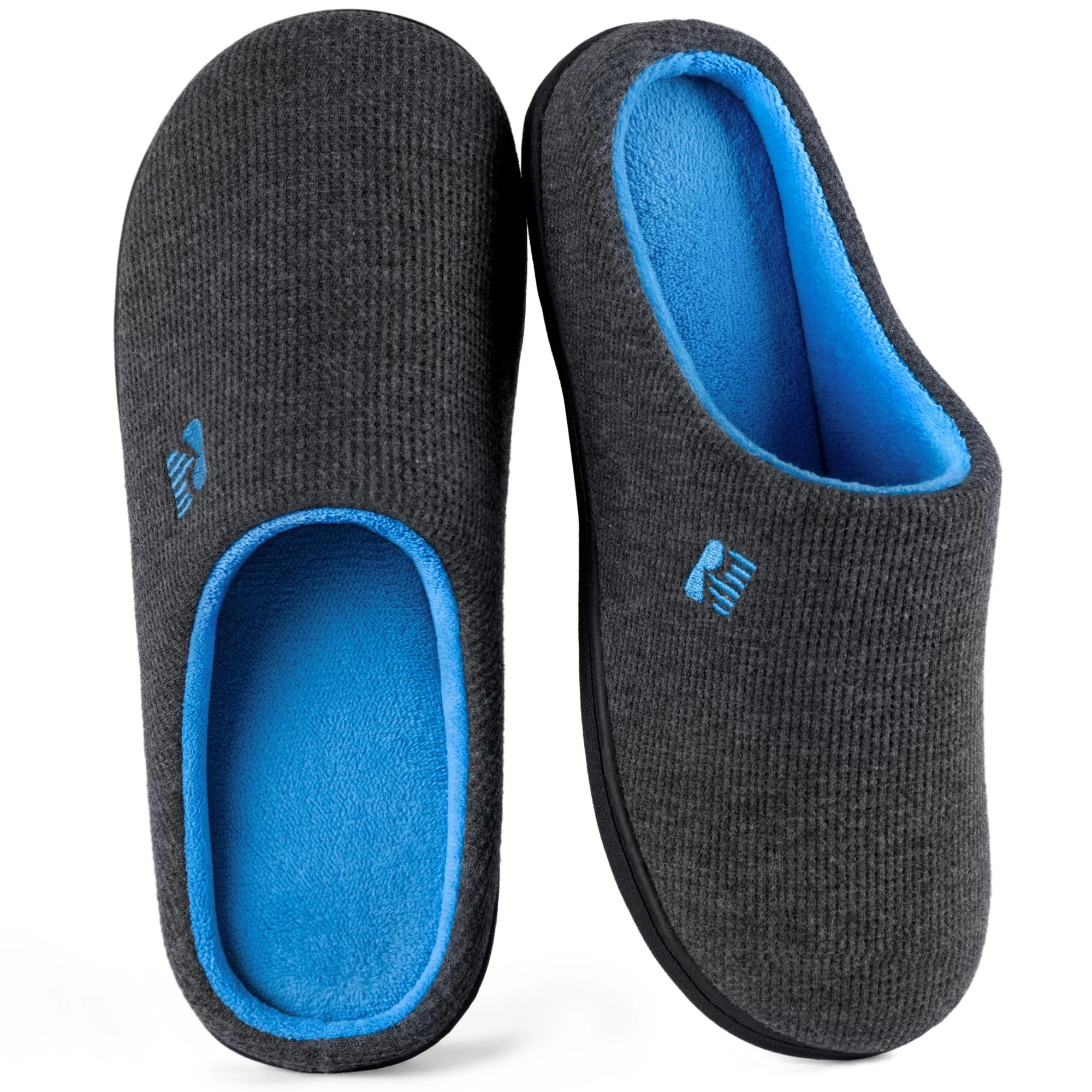 RockDove Women's Original Two-Tone Memory Foam Slipper, Size 3/4 UK Women, Dark Grey and Blue