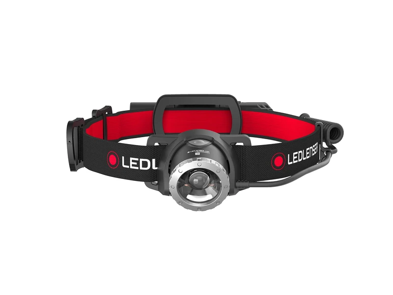 Ledlenser H8R Headlamp LED, Rechargeable Lithium 18650 Battery, 600 lumens, focusable, up to zu 120h runtime, red Rear Back Light, slewable, USB Charging Cable, Headlamp