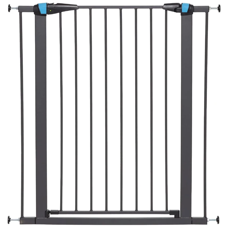 Pet Gate, 39 Inch High Walk-thru Steel Pet Gate by 29 Inch to 38 Inch Wide in Textured Graphite w/ Glow Frame, X-Tall