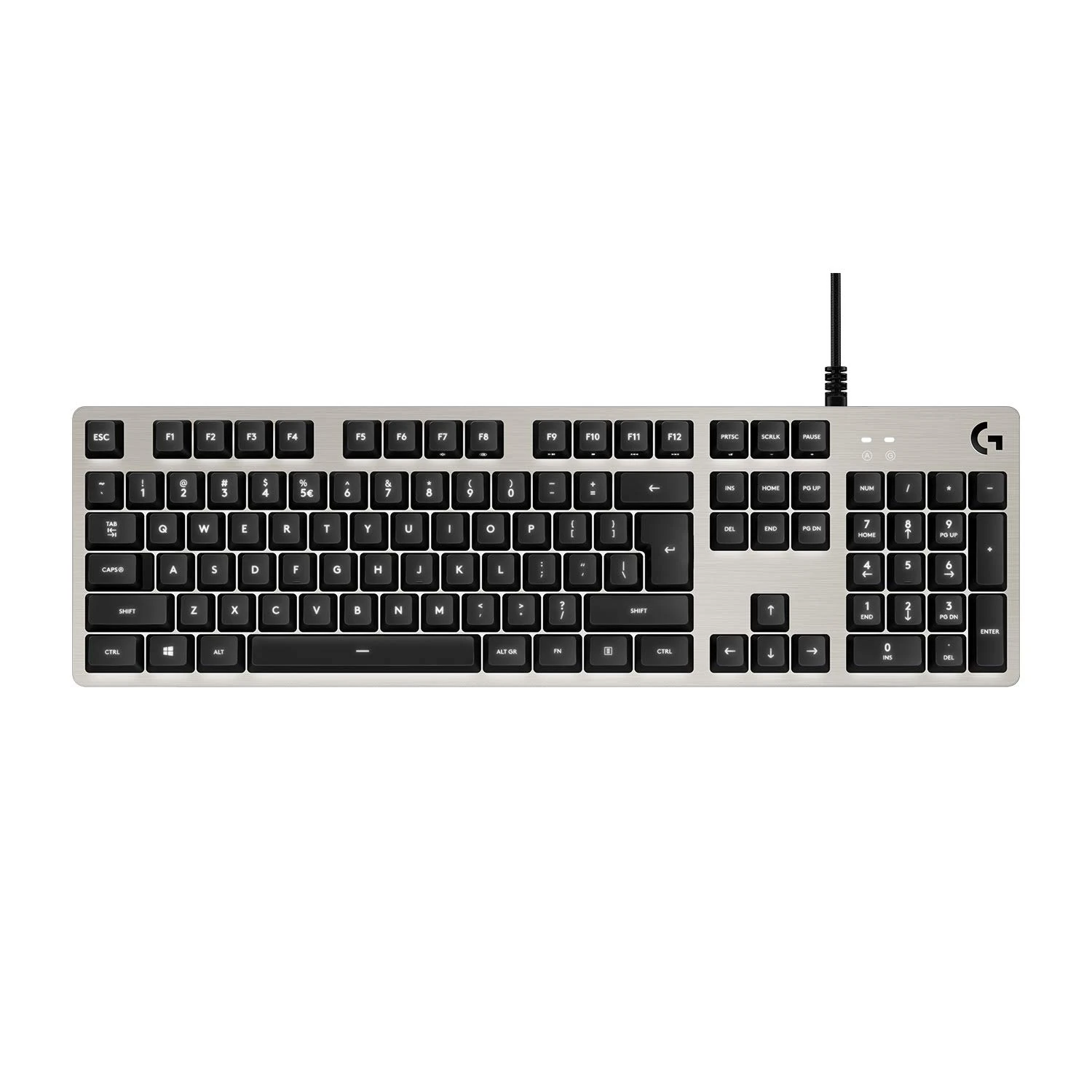 Logitech G413 Mechanical Gaming Keyboard, Backlit Keys, Romer-G Tactile Key Switches, Brushed Aluminum Case, Customizable, USB Pass Through, QWERTY UK Layout - Silver/Black