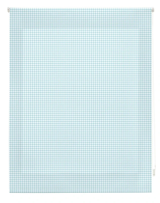 blindecor Vichy Roller, Fabric, Turquoise, 110 x 180 cm - Image 1