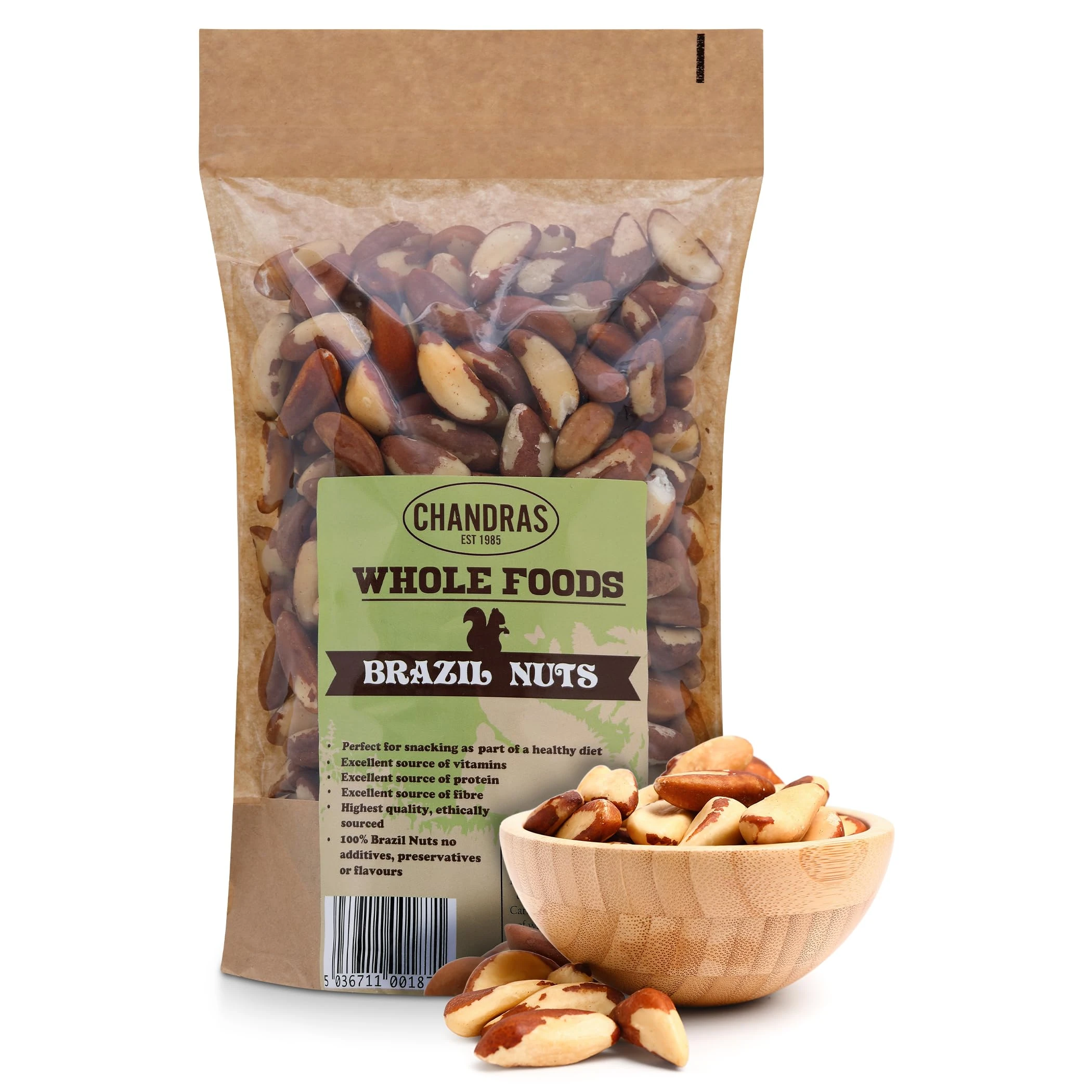 Chandra Whole Foods – Brazil Nuts 1KG - Low-GI Quality Raw Brazil Nuts in Shell for Healthy Snacking, Smoothies, Baking & Cooking - Gluten-Free & Keto, Rich in Protein, Vitamins, Fibre & Selenium