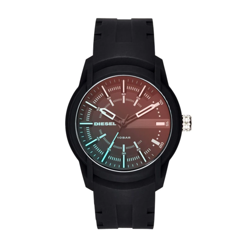 Diesel Watch for Men Armbar Silicone, Two Hand Date Movement, 45 mm Black Polycarbonate Case with a Silicone Strap, DZ1819